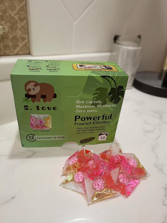 S Love 5 in 1 Laundry Washing Capsules - 50 washes- Flower Scented , Disinfecting, Colour Protection, Deep Cleaning, Softening, Fragrance